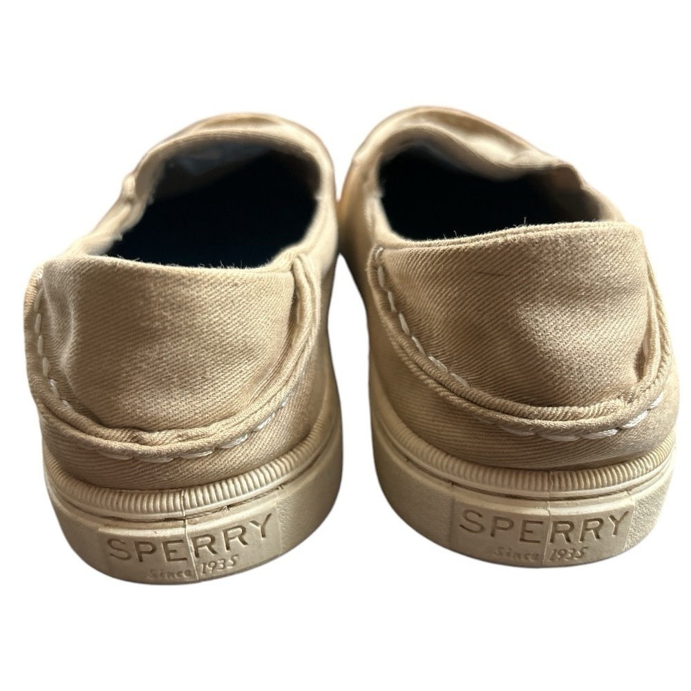 Kids Sperry canvas slip on boat shoes size 1M, rubber soles, beige. - Picture 5 of 6